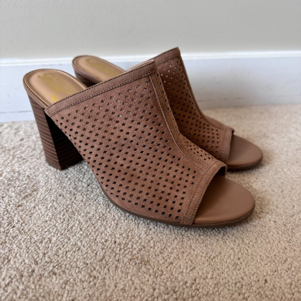 Circus by Sam Edelman | Estelle Faux Suede Heeled Peep Toe Mule - Size 8